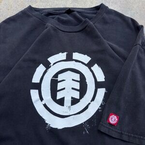Vintage Y2K Element Skateboards Logo Tee Skater Gorpcore Black Large (C2)